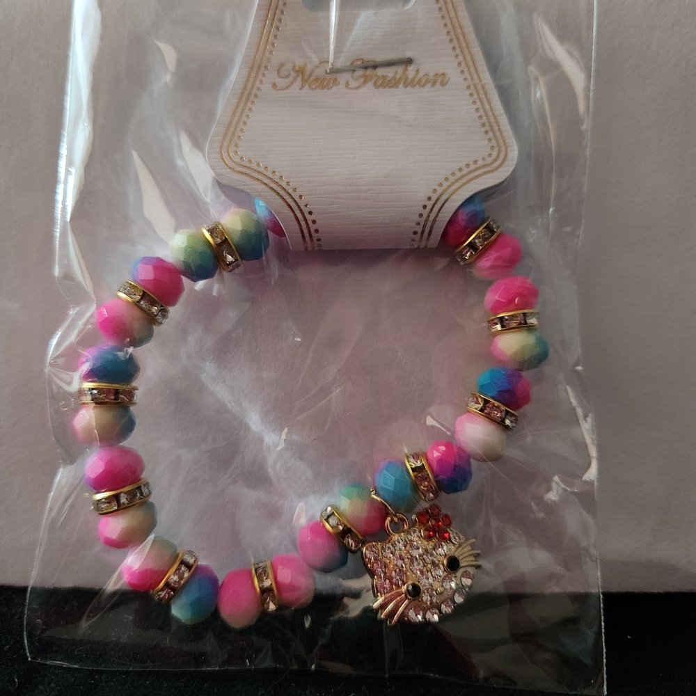 Hello Kitty Pink and Multicolor Beaded Bracelet